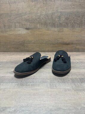 Sperry Seaport Levy Black Leather Tassel Mule Shoes Women's Size 6.5
